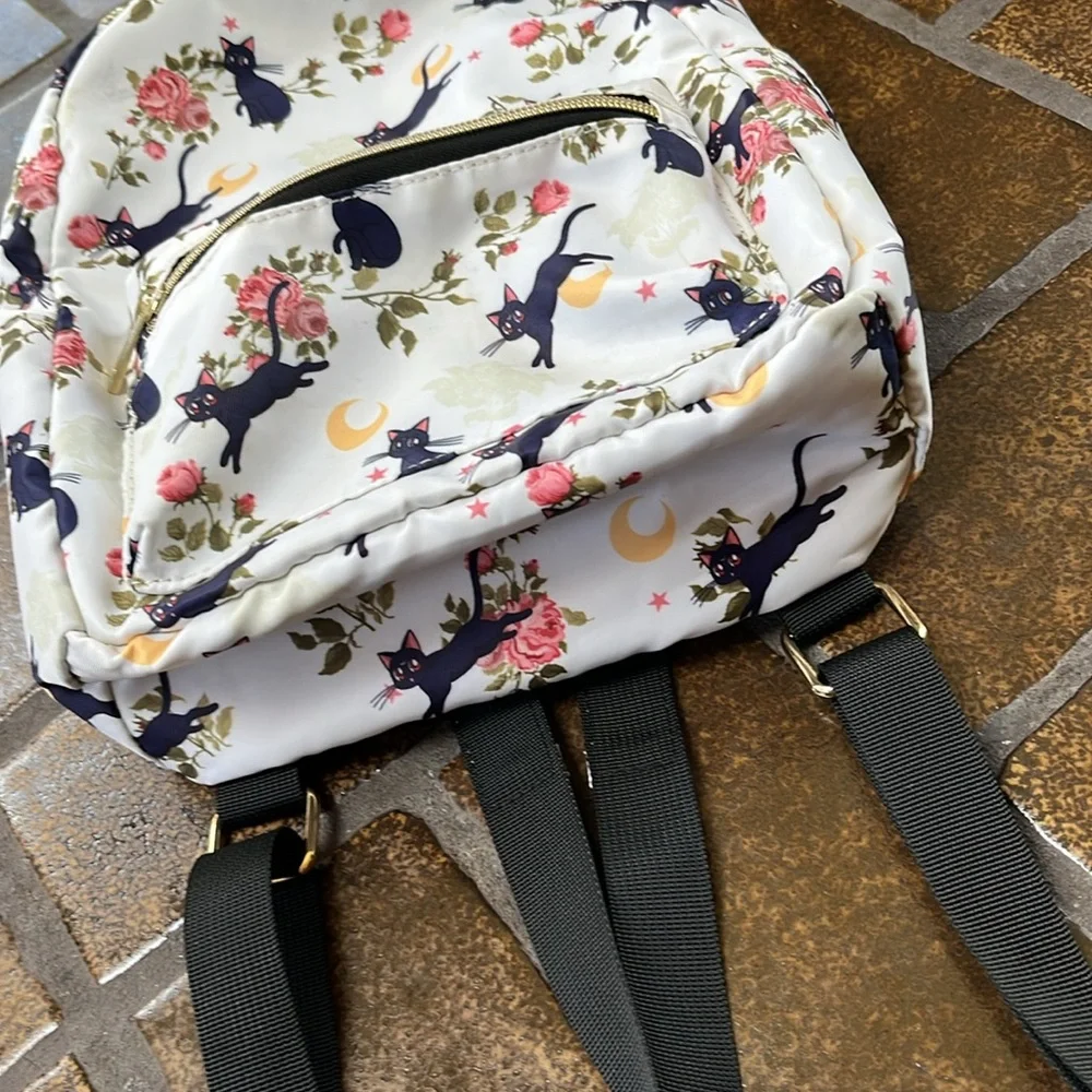 Sailor Moon White Multicolor Luna Floral Print Mini Backpack